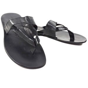 GOODMAN 🇮🇹 MEN'S BLACK LEATHER FLAT COMFORT SUMMER SANDALS